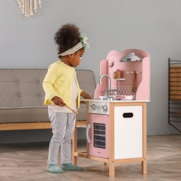 Śliczna Drewniana Kuchnia dla Dzieci z Akcesoriami Silver - Pink Viga Toys