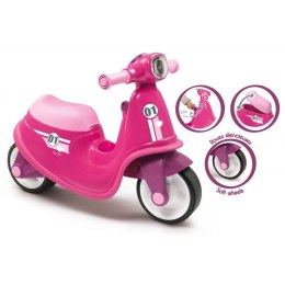 Różowy jeździk skuter Ciche koła Pink Scooter Smoby