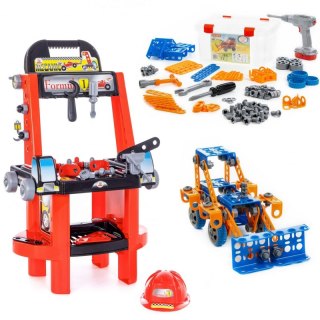 Zestaw Majsterkowicza "Super Mechanik" + Zestaw Narzędzi Klocki Konstrukcyjne "Wynalzca" Wader QT Polesie Wader Quality Toys