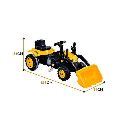Duży Traktor dla Dzieci Na Pedały Spychacz Żółty Woopie Duży Traktor dla Dzieci Na Pedały Spychacz Żółty Woopie