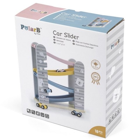 Kolorowa Drewniana Zjeżdżalnia Dla Samochodzików