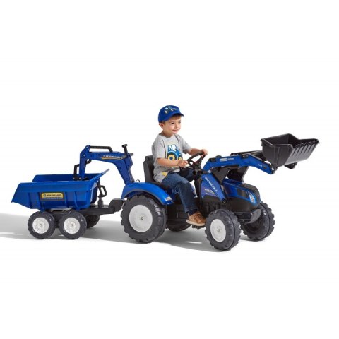 FALK Traktor dla dzieci New Holland z Maxi Przyczepą, ładowarkąi Łyżką od 3 lat