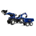 FALK Traktor dla dzieci New Holland z Maxi Przyczepą, ładowarkąi Łyżką od 3 lat