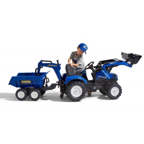 FALK Traktor dla dzieci New Holland z Maxi Przyczepą, ładowarkąi Łyżką od 3 lat