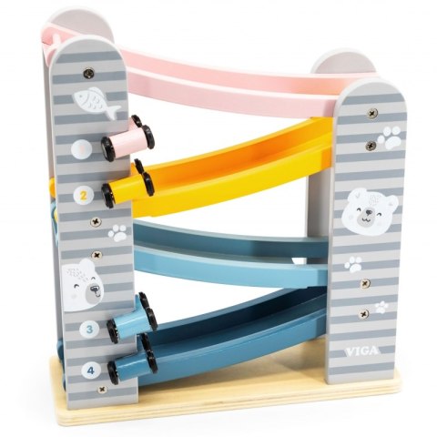 Kolorowa Drewniana Zjeżdżalnia Dla Samochodzików