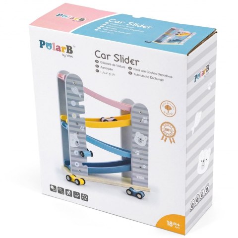 Kolorowa Drewniana Zjeżdżalnia Dla Samochodzików