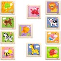 Puzzle drewniane 12 plansz po 4 puzzle w stojaku Viga Toys Viga Toys