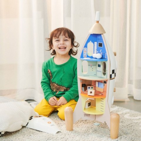 Drewniany Domek Rakieta dla Dzieci + figurki Drewniany Domek Rakieta dla Dzieci + figurki