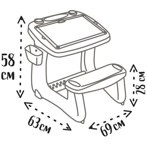 Smoby Dwustronne Biurko Ławka Tablica 2w1 + 80 akcesoriów