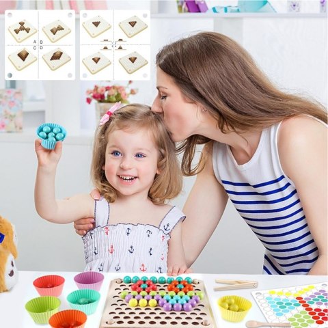 WOOPIE Kolorowe Kulki Układanka Montessori Mozaika Sorter WOOPIE Kolorowe Kulki Układanka Montessori Mozaika Sorter
