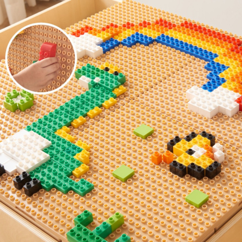 MASTERKIDZ Drewniany Stół Edukacyjny do przedszkola szkoły + AKCESORIA STEM WALL + 563 Klocków MASTERKIDZ Drewniany Stół Edukacyjny do przedszkola szkoły + AKCESORIA STEM WALL + 563 Klocków