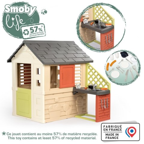 Smoby Domek Nature z kuchnią + 17 akcesoriów