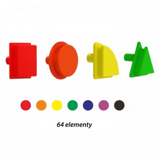 MASTERKIDZ Zestaw Kołeczki w kształcie figur geometrycznych 64szt do tablic STEM Masterkidz