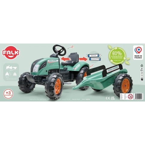 Traktor dla dzieci Lander Zielony na Pedały z Przyczepką od 3 Lat FALK Traktor dla dzieci Lander Zielony na Pedały z Przyczepką od 3 Lat FALK