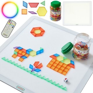 Edukacyjny Kwadratowy Panel Świetlny LED Kolorowy + Klocki Montessori Mozaika 140 el. MASTERKIDZ