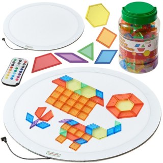 Okrągły Panel Świetlny LED Kolorowy + Klocki Montessori Mozaika 140 el. MASTERKIDZ