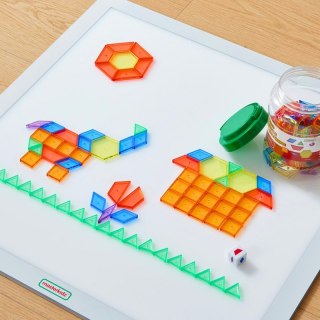 Panel Naukowy Skrzynia LED Sensoryczna + Klocki Montessori Mozaika 140 el. MASTERKIDZ / szkoła przedszkole