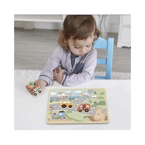 TOOKY TOY Drewniane Interaktywne Puzzle Pojazdy TOOKY TOY Drewniane Interaktywne Puzzle Pojazdy