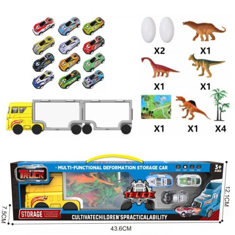 WOOPIE Ciężarówka Transporter 2w1 Zestaw Dinozaurów + Makieta WOOPIE Ciężarówka Transporter 2w1 Zestaw Dinozaurów + Makieta