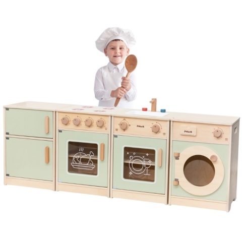 Kuchnia dla dzieci Drewniany Zestaw Kuchenny XL Pralka Kuchenka Zmywarka - Zielony Kuchnia dla dzieci Drewniany Zestaw Kuchenny XL Pralka Kuchenka Zmywarka - Zielony