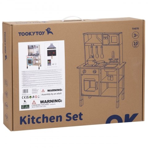 Duża Drewniana Kuchnia dla Dzieci 10 el. Mały Kucharz TOOKY TOY