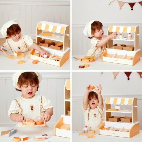 VIGA Drewniana Mini Piekarnia Sklepik Stragan z Wypiekami 16el.