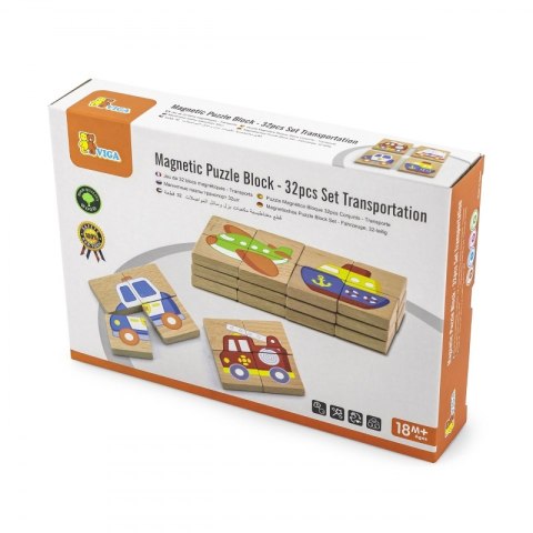 Viga Układanka drewniana puzzle magnetyczne - pojazdy Certyfikat FSC Viga Toys