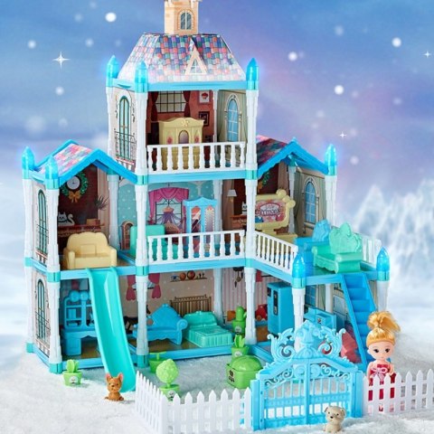 WOOPIE Domek dla Lalek Zimowy Ogród z Akcesoriami i Lalką Podświetlany 191el.