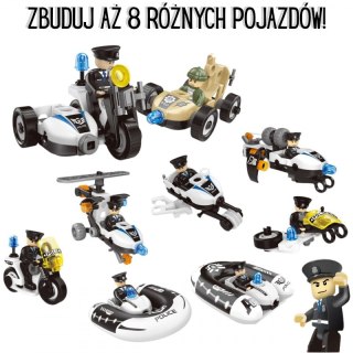WOOPIE Klocki Konstrukcyjne Zbuduj Pojazdy Policyjne 8 Modeli STEAM - Zostań bohaterem miasta!