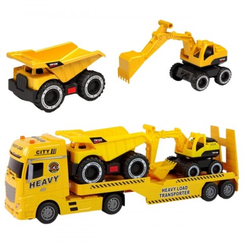 WOOPIE Samochód Laweta z Pojazdami Budowlanymi