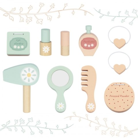 Drewniana Toaletka z Krzesełkiem dla dziewczynki Akcesoria Lustro LED + Kosmetyki TOOKY TOY