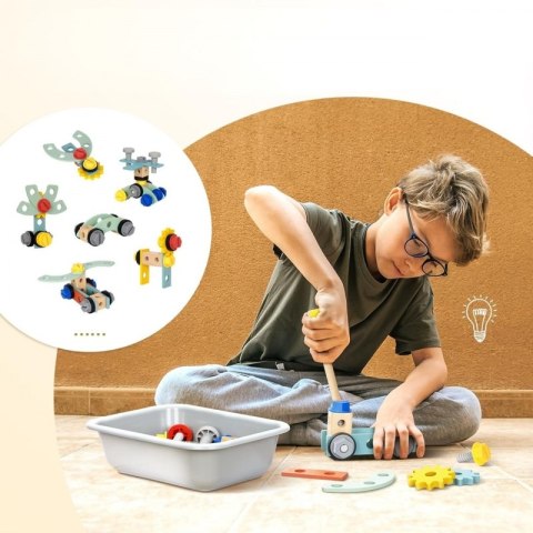 Drewniany Warsztat STEM do zabawy dla dzieci Zestaw z Narzędziami WOOPIE GREEN