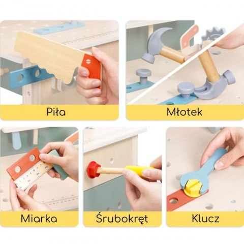 Drewniany Warsztat STEM do zabawy dla dzieci Zestaw z Narzędziami WOOPIE GREEN