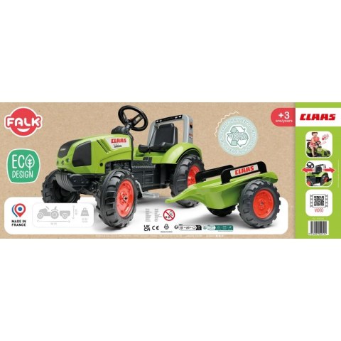 Duży Traktor dla Dzieci na Pedały z przyczepką Falk Claas od 3 lat