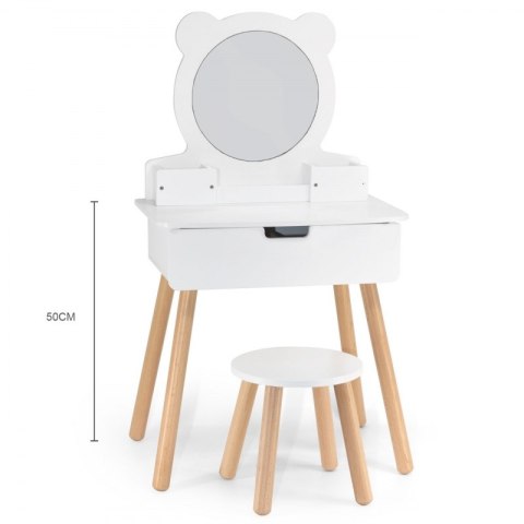 Biała DrewnianaToaletka kosmetyczka dla dziewczynki + Akcesoria Jak z Salonu Makijaż VIGA