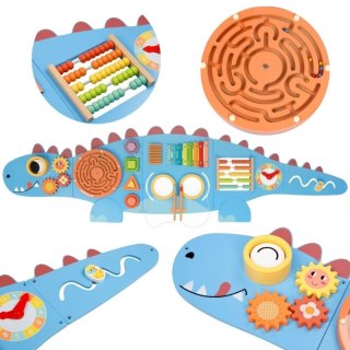 Drewniana Ścienna Tablica Manipulacyjna sensoryczna Dinozaur Montessori FSC WOOPIE GREEN