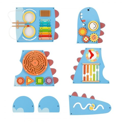 Drewniana Ścienna Tablica Manipulacyjna sensoryczna Dinozaur Montessori FSC WOOPIE GREEN