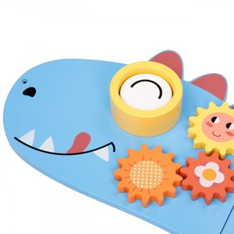 Drewniana Ścienna Tablica Manipulacyjna sensoryczna Dinozaur Montessori FSC WOOPIE GREEN