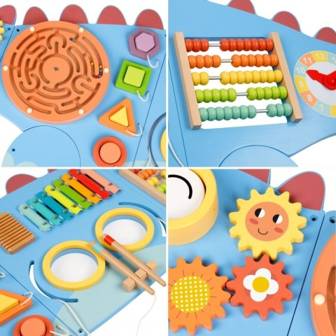 Drewniana Ścienna Tablica Manipulacyjna sensoryczna Dinozaur Montessori FSC WOOPIE GREEN