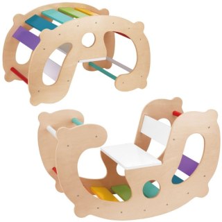 WOOPIE GREEN Drewniany Tęczowy Bujak i Mostek 2w1 Montessori FSC