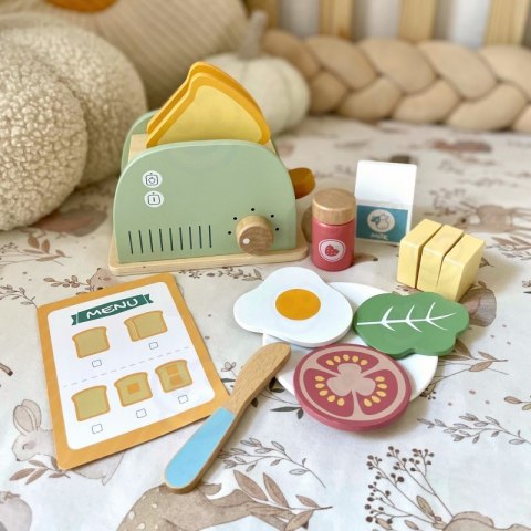WOOPIE GREEN Drewniany Toster Zestaw Śniadaniowy z Akcesoriami 14 el. FSC