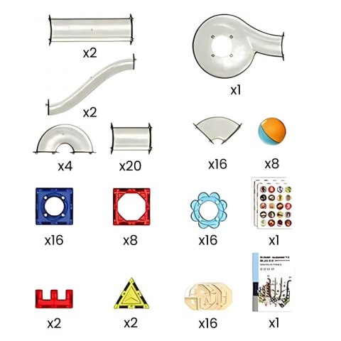 WOOPIE Klocki Magnetyczne Konstrukcyjne 3D Zestaw Edukacyjny Tor Kulkowy 113 el.