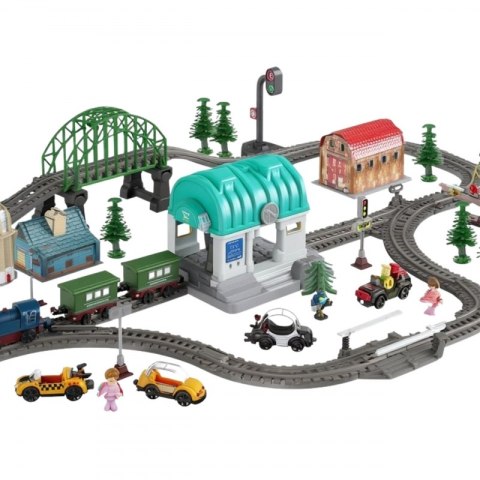 WOOPIE Pociąg Elektryczny Kolejka Tor XXL Ciuchcia Lokomotywa Zestaw Miasteczko 108 el.