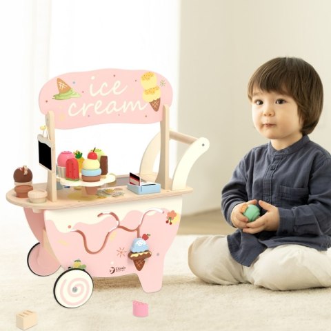 Drewniana Lodziarnia 3w1 Wózek sklepik 40 el. CLASSIC WORLD