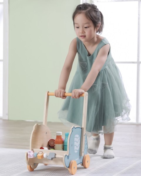 Drewniany Chodzik Wózek dla Lalek Klocków 2w1 Viga