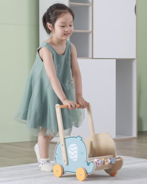Drewniany Chodzik Wózek dla Lalek Klocków 2w1 Viga
