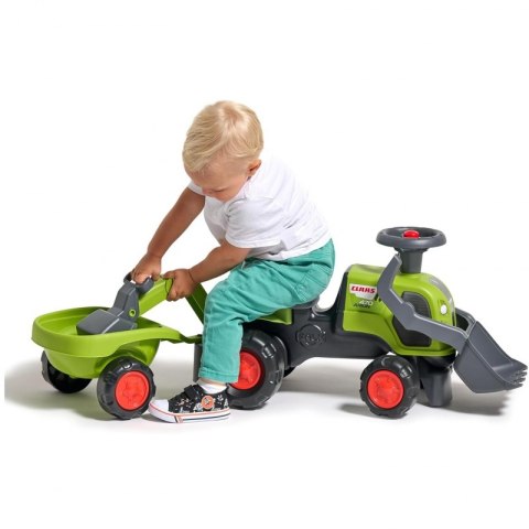 FALK Traktorek Jeździk Baby Claas z Koparką Łyżką i Przyczepą
