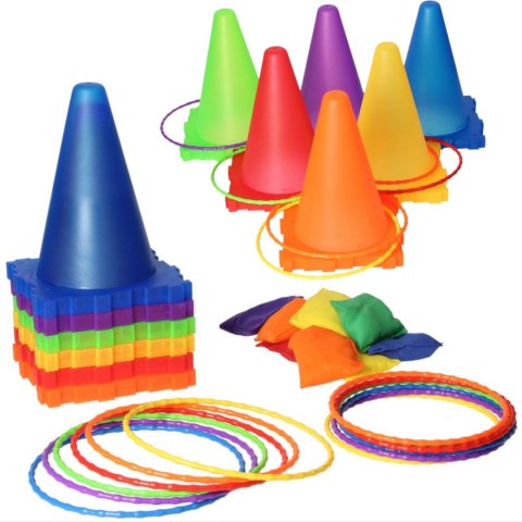 WOOPIE Zestaw Gier Ogrodowych 3w1 Rzut do Celu Pachołki Obręcze Woreczki 30 el.