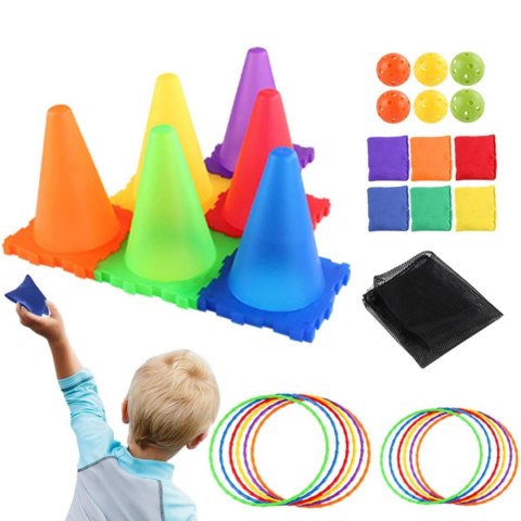 WOOPIE Zestaw Gier Ogrodowych 3w1 Rzut do Celu Pachołki Obręcze Woreczki 30 el.