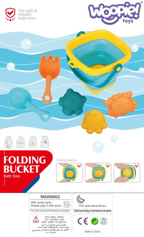 WOOPIE Zestaw Wiaderko Składane z Grabkami Łopatką Foremki Niebieskie